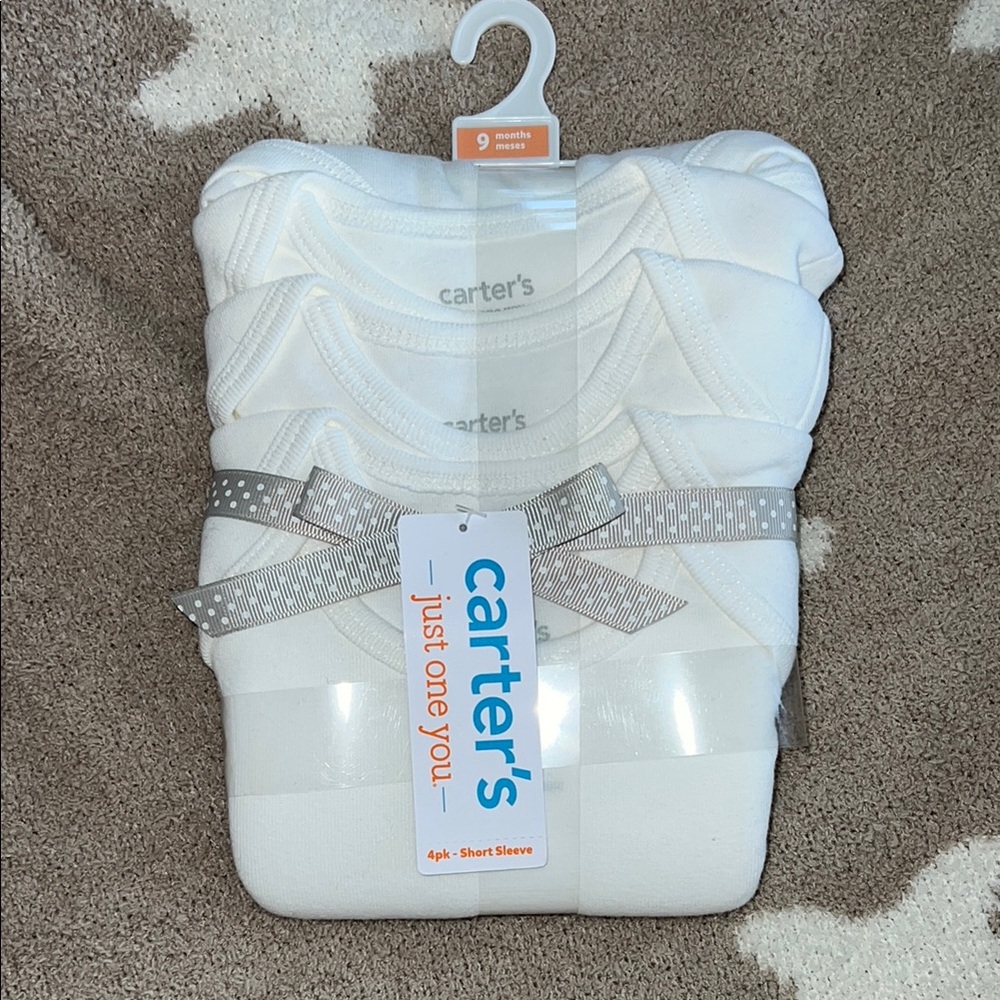 Carter's Soft White Baby Bodysuits Set